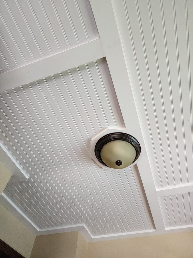 Coffered ceiling with light fixture