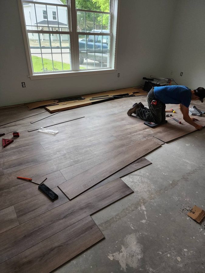 LVP flooring installation in progress