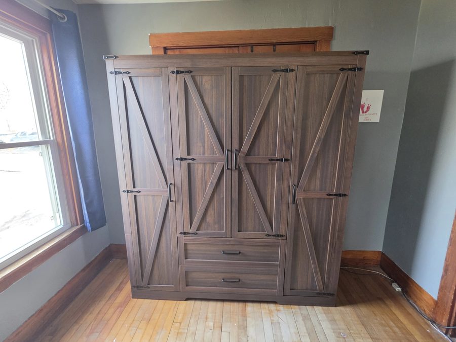 Large barn-door wardrobe assembled — Brutus's Handyman Services